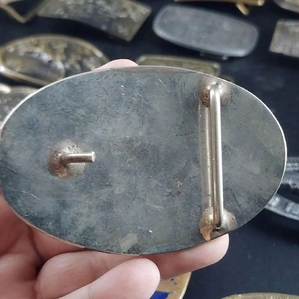 Vintage Hand Made Motorcycle Bikers Western Belt Buckle Silver Toned